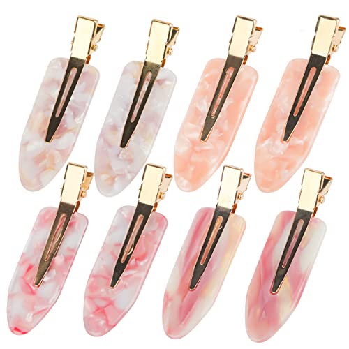 Pinces à cheveux sans plis pour maquillage et coiffage quotidien, 8 barrettes roses en résine