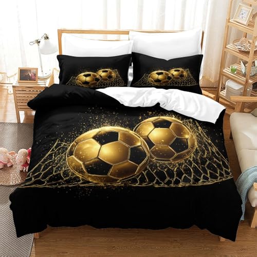 Parure de lit football imprimé 3D avec housse de couette microfibre 140x200 - 3