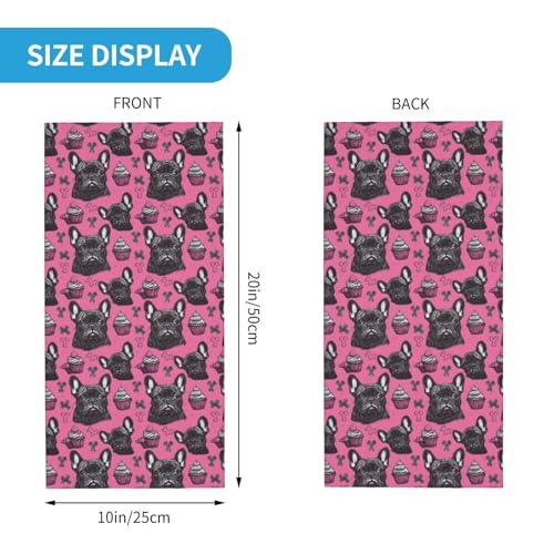 Neck Gaiters for Men Women - French Bulldog Pink Cake Print Head Scarf Balaclava Face Neck Scarf Mask Cover Bandana2