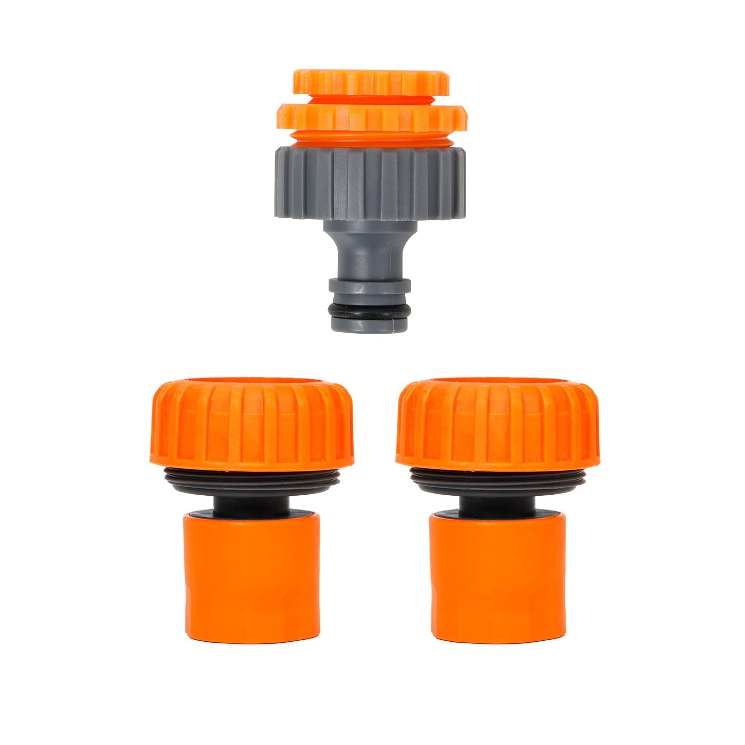 HOKIPO 3 in 1 Tap Adapter and 1" Garden Hose Quick Connector for Kitchen Gardening Car Washing Cleaning - Set of 3 (NEW-3719 + 3713 * 2)