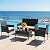 DUMOS 4 Piece Patio Furniture Set, All-Weather Outdoor Wicker Conversation Set with Removable Cushions & Tempered Glass Coffee Table, for Porch, Balcony, Lawn, Backyard Black