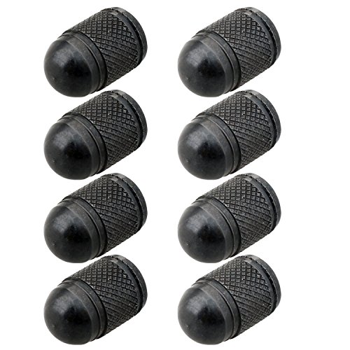 Fushengda - 8 tapones para válvula de coche, de aleación de aluminio, para evitar la corrosión, tipo bala, color negro