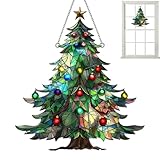 Christmas Window Sun Catcher - Stained Glass Effect Ornament, Holiday Decor...