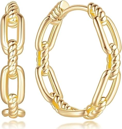 14K Gold Hoop Earrings Gold Hoop Earrings for Women Earring Design Hypoallergenic Lightweight Hoops Earring for Women (25mm)