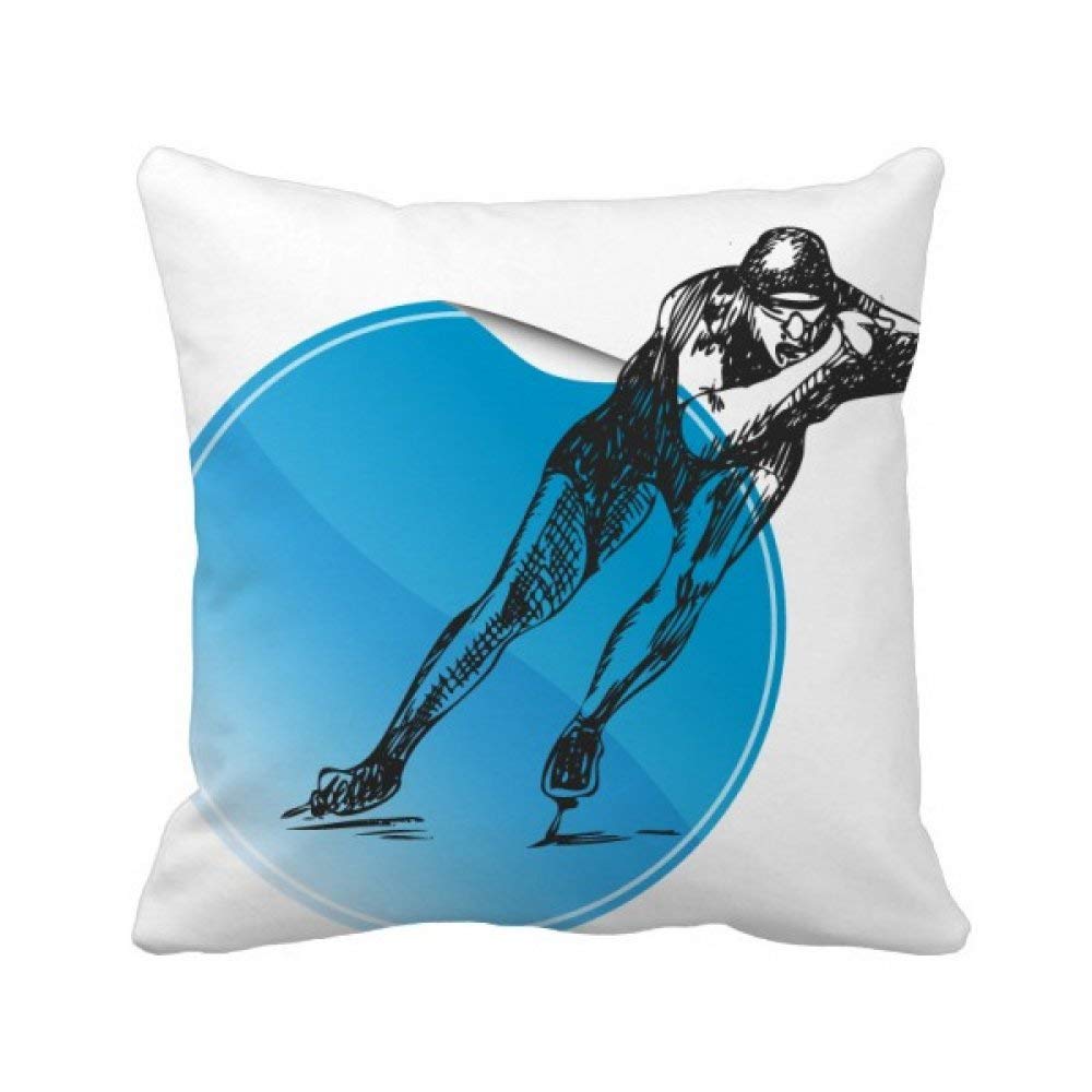 Housse de coussin patinage bleu aquarelle 45x45 cm pour decoration salon