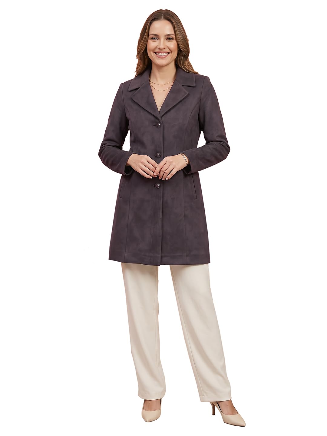 gfo Make a Sophisticated Statement with This Elegant Longline Coat. Designed with a Tailored Silhouette, Classic Lapel Collar-picture-21