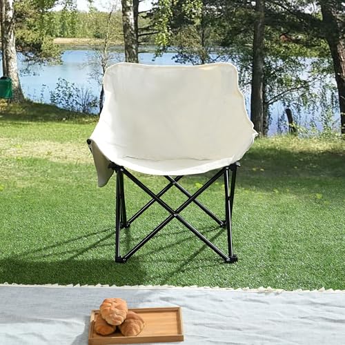 HKOURI camping chairs Sillas plegables para camping 2 unidades beige miniatura 2