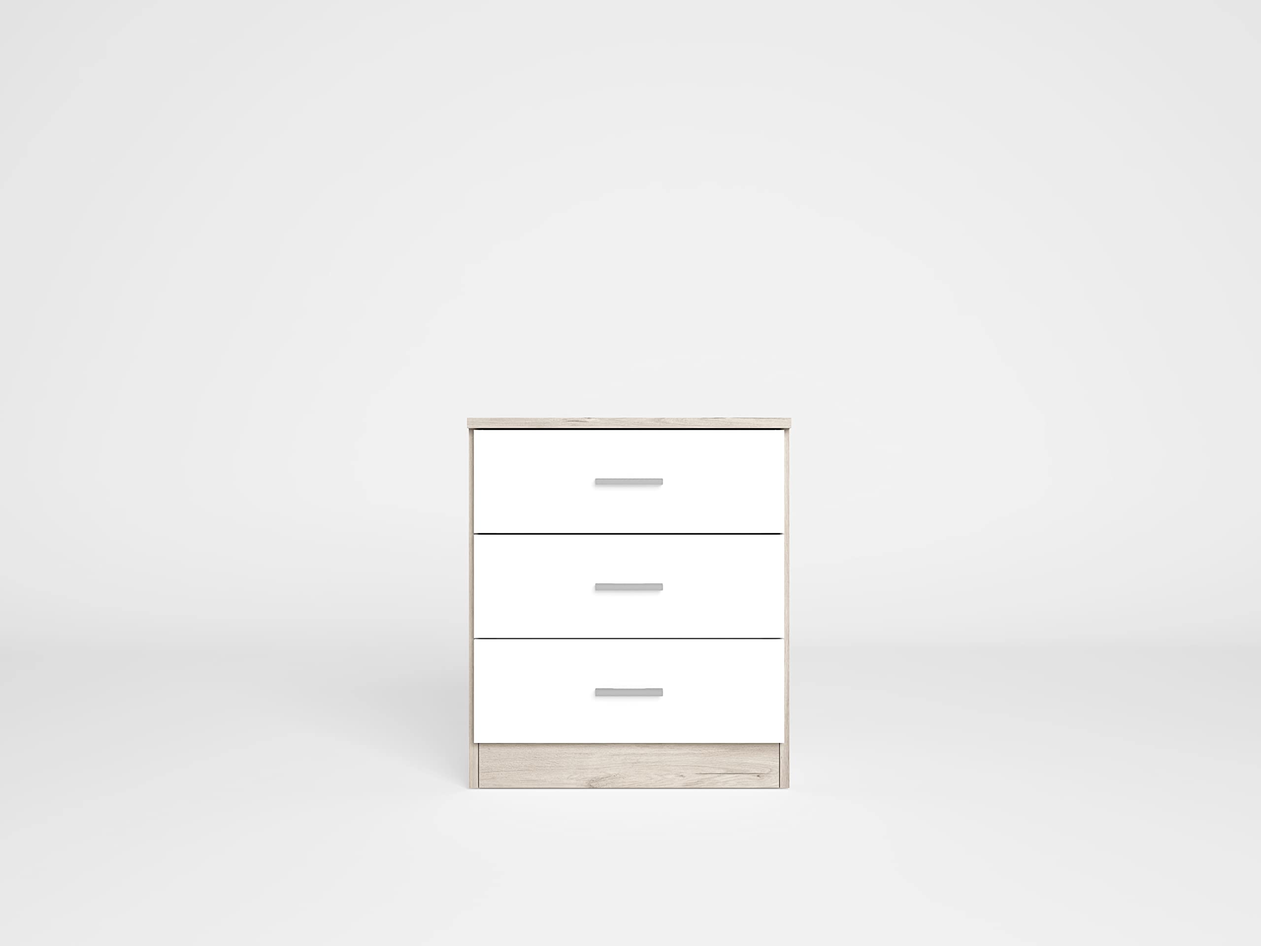 LIQUIDATOR Mesita de Noche 3 cajones Color Sahara/Blanco Mate 50x58x33.3
