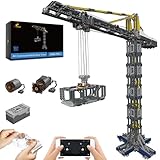 JMBricklayer RC Tower Crane Building Blocks, Construction Machine with Motor/APP Remote Control, 61126 Technic Crane Building Toys for Kids Age 14+ /Adult, Any Fan of Engineering Toys, 1797+Pcs