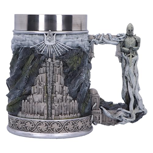 Nemesis Now Jarra de Gondor de Lord of the Rings de 15,5 cm, resina, producto oficial del Señor de los Anillos, taza de cerveza Gondor, inserto de acero inoxidable, fundido en la mejor resina, pintado