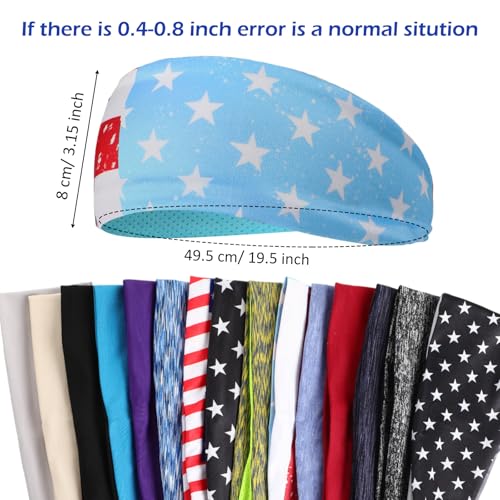 Image of Foaincore 16 Pcs Sports Headbands for Men Breathable Mesh Workout Sweatbands Elastic Moisture Wicking Stretchy Wide Hair Bands for Women Sports Running Basketball Yoga