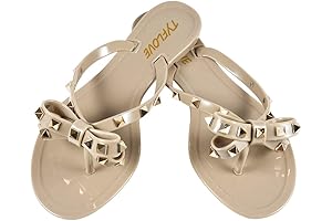 Women's Rivet Studded Jelly Thong Bow Sandals
