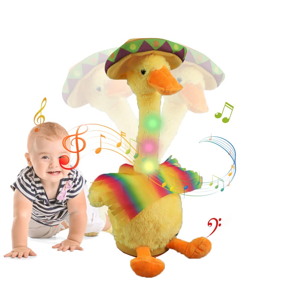 Baby Musical Duck Toy Dancing Singing Imitating Duck Toy for Girl and Boy Repeating What You Say Toddlers Infant Music Funny Clothes Dance Duck Toys for Babies