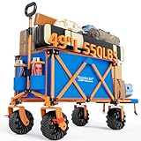 Old Bahama Bay 49' L Extra Long Beach Wagon with Tailgate,Big Wheels with Brake for Sand, Collapsible Utility Beach Cart Heavy Duty Folding Wagon,Ideal for Outdoor Sand Camping Garden Pet