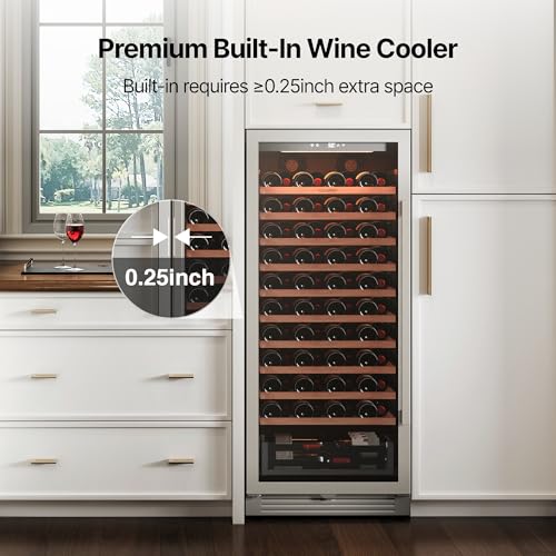 Image of Ca'Lefort 24 Inch Wine Fridge, 90 Bottle Built-In Wine Cooler Refrigerator | 55-Inch Tall Wine Cellar, Quiet Inverter Compressor, Precise 40-65F Temperature Control, Glide-Out Shelves & Storage Drawer
