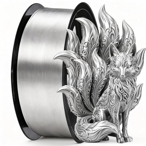 Image of Silk PLA 3D Printer Filament 1.75mm Filajoy3D 3D Printing Filament 250g Dimensional Accuracy + /- 0.03mm for Most FDM 3D Printers,Silver