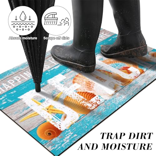 ASPMIZ Summer Welcome Beach Door Mat, Ocean Wood Front Doormats Home Entrance, Non Slip Doormat Rug with Rubber Backing, Absorbent Sea Areas Mats Low Profile Outside Patio Indoor Outdoor, 18" x 30" - Image 4