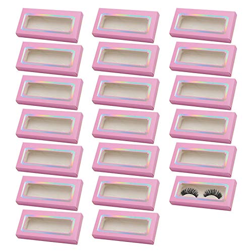 20pcs Eyelash Case Holder Eyelash Packaging Box with internal tray holographic Design for 25MM Strip Lashes 3D Mink Lashes (A05)