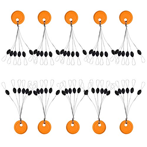 Bobber de goma de pesca, 20 piezas 6 en 1 flotador de goma con anillo de plástico naranja