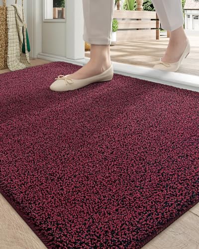 Tapis absorbant antidérapant design rouge mélangé noir 50x80cm
