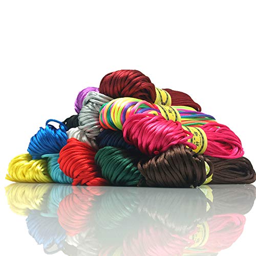 2Mm Satin Nylon Trim Cord, Rattail Silk Cord,14 Bundles 154 Yards Assorted Colors Nylon String For Beading Jewelry Making, Kumihimo Rattail, Chinese Knot #TOP1