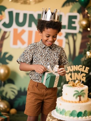 COSLAND Boys' Animal Print Hawaiian Shirt Kids' Novelty Button Down Shirt, X-Small-Large4