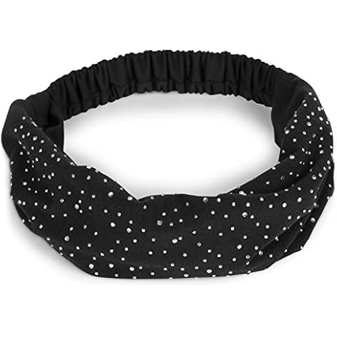 styleBREAKER Damen Haarband mit Strass und Gummizug, Stirnband, Headband, Haarschmuck 04026016, Farbe:Schwarz Cover