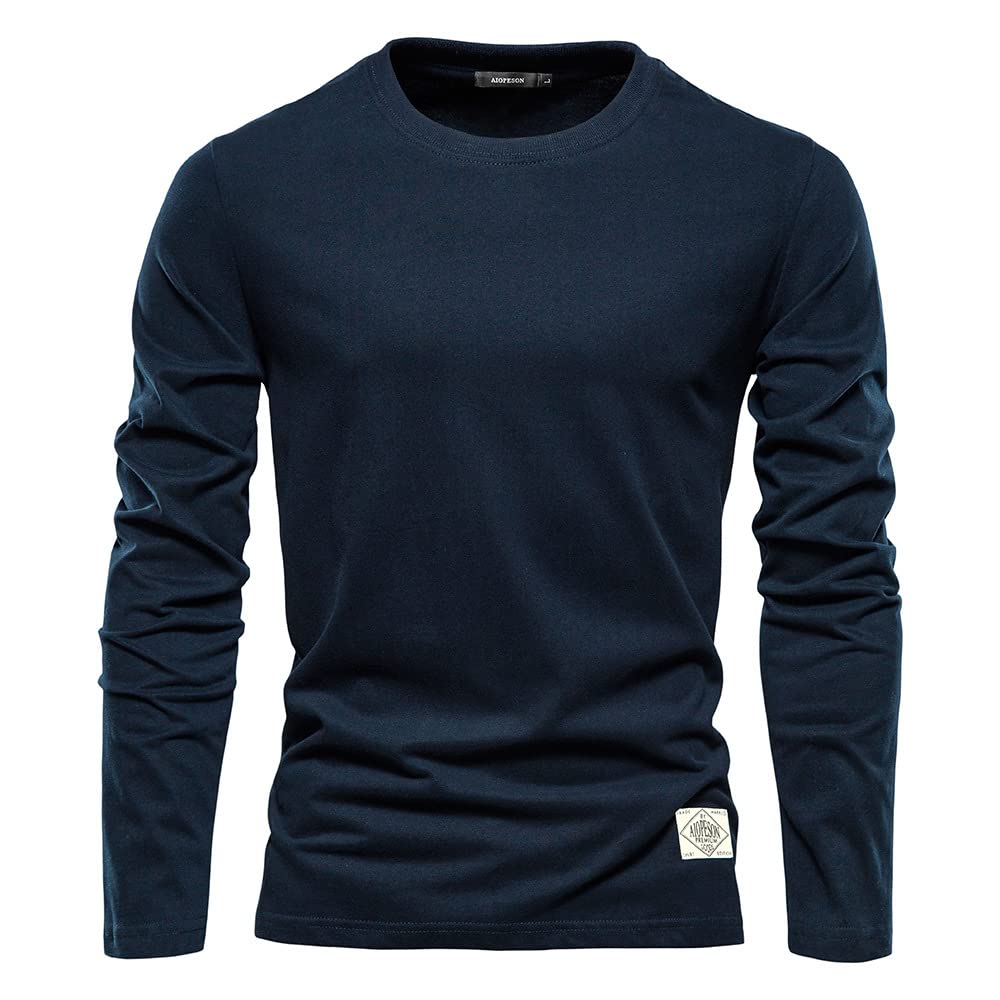 Męska koszulka wiosenna i jesienna męska koszulka z długim rękawem modna codzienna kurtka sportowa z okrągłym dekoltem Bottoming Shirt Top
