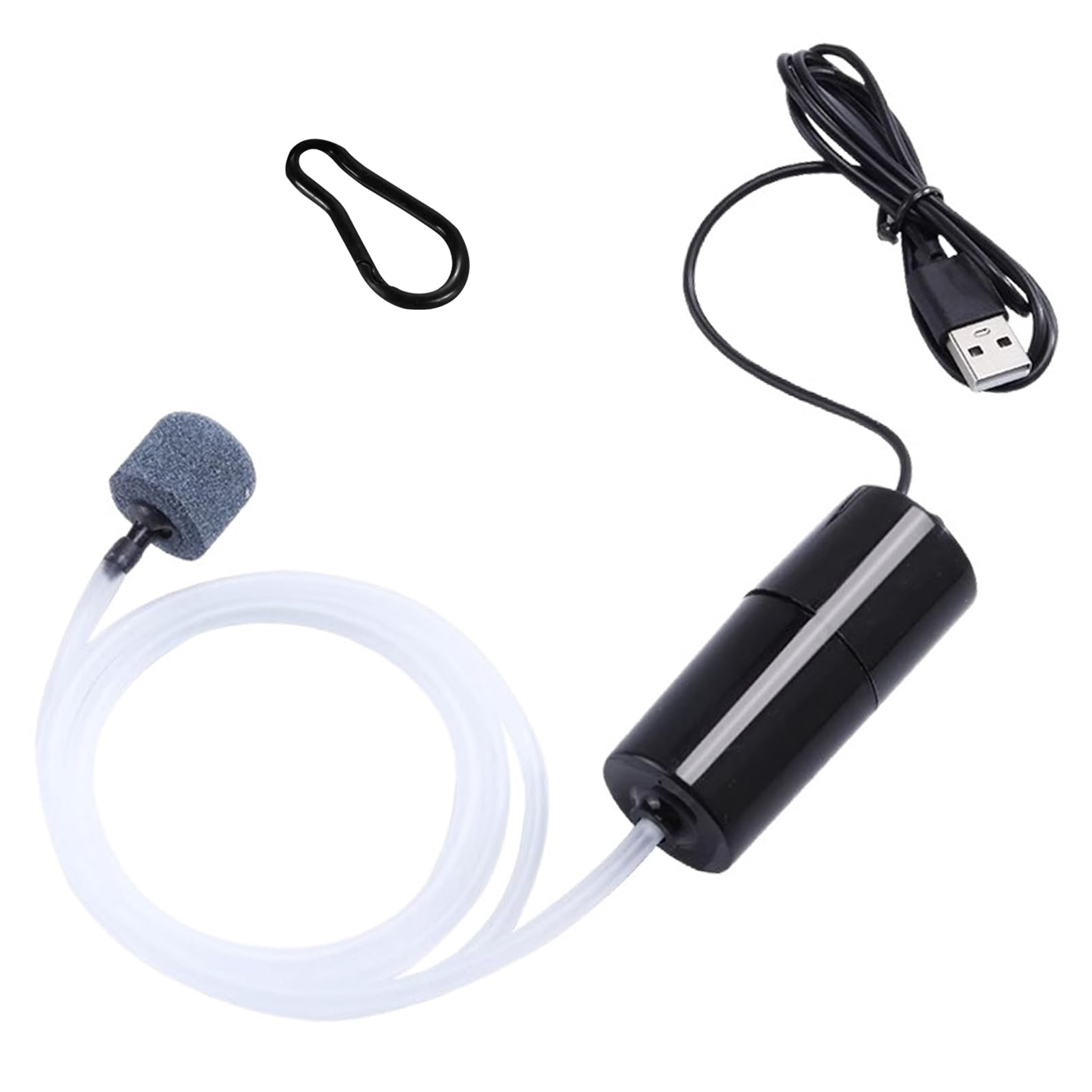 Mini Aquarium USB Air Pump, Portable Oxygen Bubbler with Air Stone for Fish Tank, 1W Ultra Silent Aerator