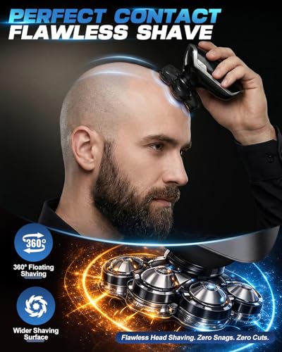 Image of Head Shavers for Blad Men, 7D Floating Blades Electric Head Shaver, IPX7 Waterproof Wet Dry Bald Shaver, Magnetic Detachable Rechargable HeadShavers, Gifts for Man Male Husband Father's Day