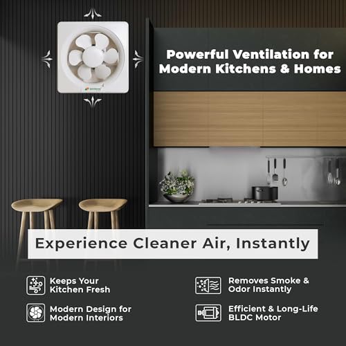 Image of RAYDEAN BLDC Exhaust Fan 200mm (8 inches) for Bathroom, Kitchen | 17W BLDC Motor | Air Delivery 500 CMH | 1550 RPM | Easy to Clean | Quiet Operation | Cut-out Size 240 mm | White | 2 YR WTY