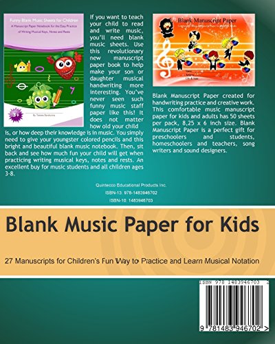 Blank Music Paper for Kids: 27 Manuscripts for Children's Fun Way to Practice and Learn Musical Notation image 4