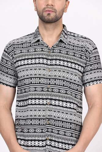 Image of CVC Fashion Men's Printed Button-Down Shirt - Aesthetic Regular Fit Half Sleeve Casual Shirt for Men, Ideal for Summer & Beach Wear