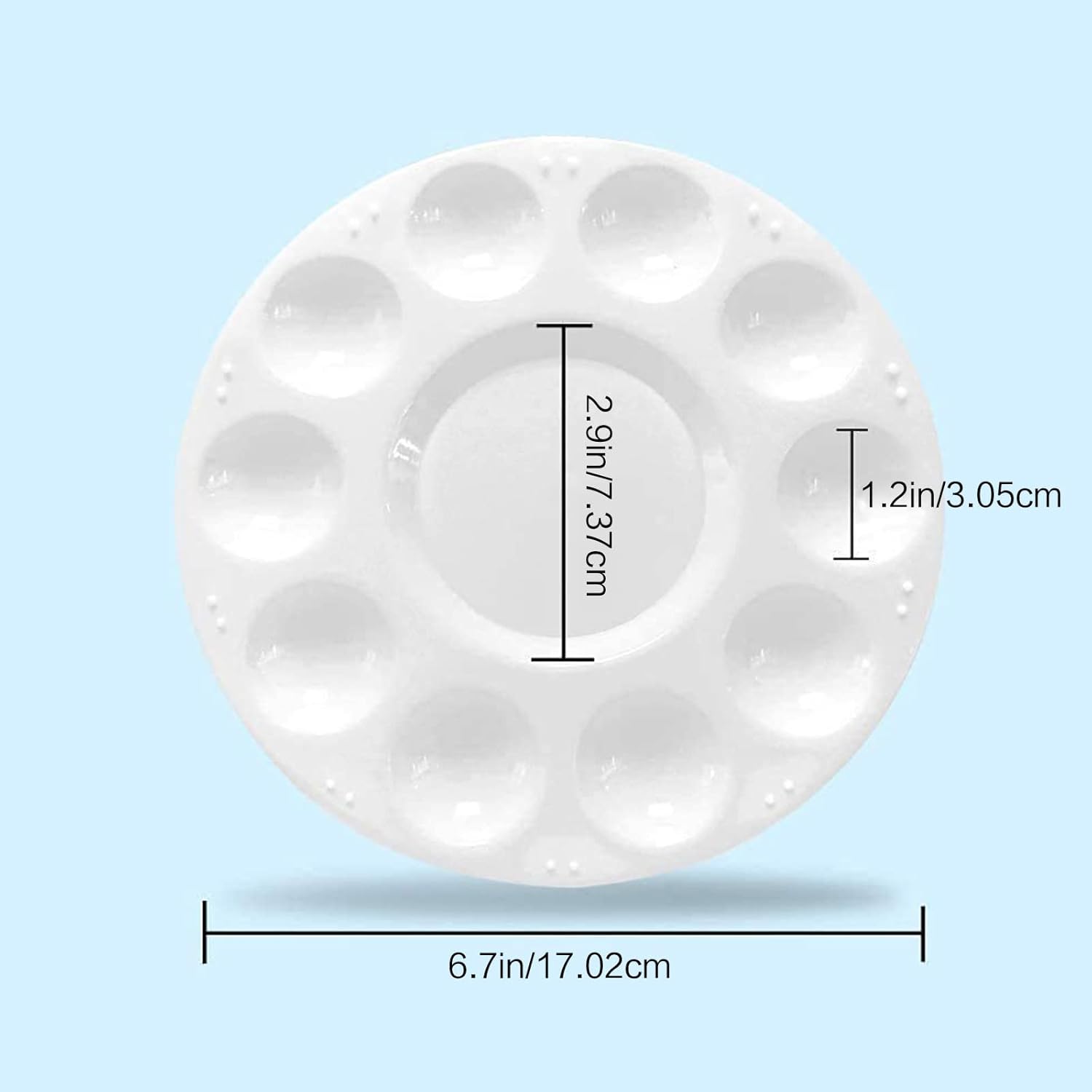 Practical Round Paint Trays Palettes Pallet for Acrylic Oil Watercolor Painting 10 Well Washable 40X Pallet for Round Watercolor Palette Tray for Gouache Acrylic Oil