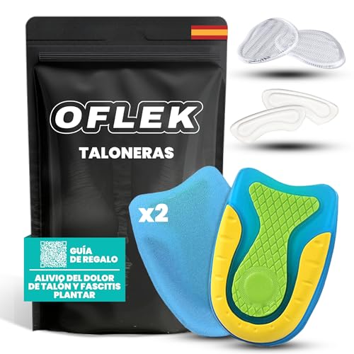 SUPER PACK PREMIUM Fascitis Plantar OFLEK® | 4 Taloneras + Talonera Silicona + Almohadilla Trasera + Protector Tacones + eBook Anti-Dolor + Soporte Antideslizante | Unisex | Alivio Dolor Pie