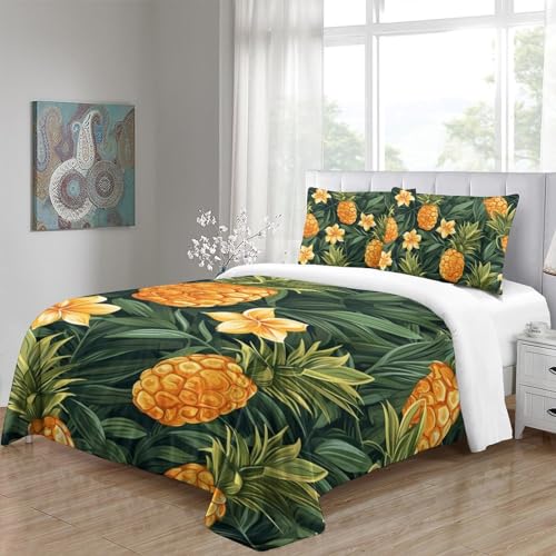 Impression 3D housse de couette ananas en microfibre durable pour lit double - 5
