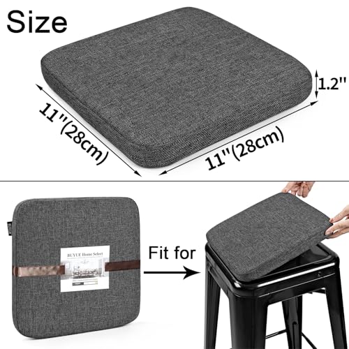 Image of BUYUE Friendly Woven Fabric Magnetic Bar Stool Cushion 1 Piece, Enhanced Anti-Slip Breathable Small Chair Seat Pad for Cafe Bistro Stackable Metal Stool (Square, Dark Gray, 1)