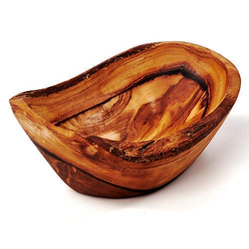 das Olivenholzbrett Cuenco, Ovalado con Borde Natural de Madera de Olivo - 10cm
