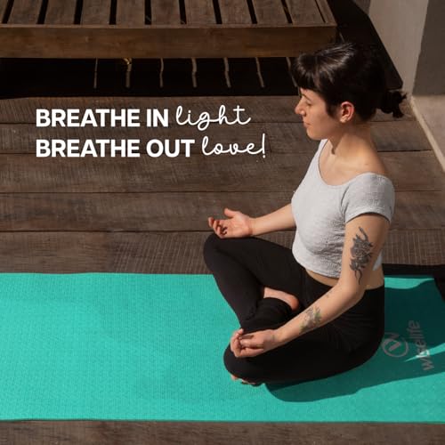 Image of WiseLife Classic Eco-TPE 6 MM Yoga Mat with Yoga Strap for Men & Women | Extra Thick, Long & Wide Non-Slip, Anti-Tear Exercise Mat for Home, Gym, Workout, Fitness, Yoga & Pilates (Teal)