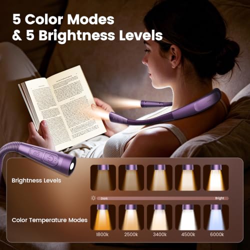 Image of Glocusent Upgraded Neck Light,100Hrs Slimmer Reading Light for Books in Bed