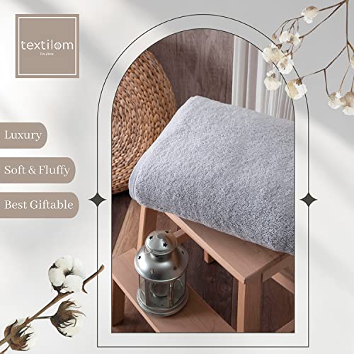 Textilom 100% Turkish Cotton Oversized Luxury Bath Sheets, Jumbo & Extra Large Bath Towels Sheet For Bathroom And Shower With Maximum Softness & Absorbent (40 X 80 Inches)- Light Grey #TOP2