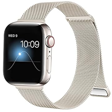 Pulseira Magnética Milanês Loop Compatível com Apple Watch 38mm 40mm 41mm, Aço Inoxidável - Marca WFEAGL (Starlight)