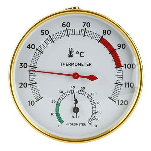 Higrómetro con indicador de temperatura para Sauna, higrotermógrafo de Sauna 2 en 1 de aluminio montado en la pared de 10 a 120 ℃ para sala de Spa de invernadero