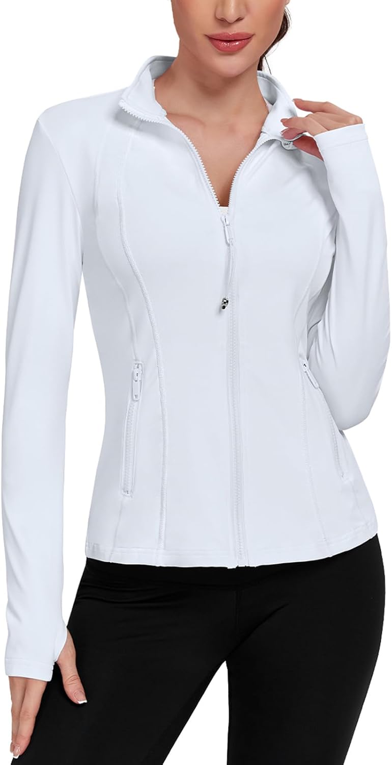 VUTRU Women's Lightweight Running Jackets Full Zip Workout Jacket Slim Fit Yoga Athletic Tops With Pockets