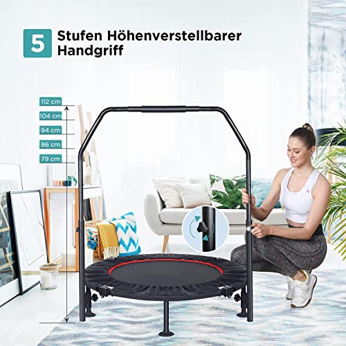 Fitness Trampolin Klappbar für Zuhause Indoor, Mini Trampolin Erwachsene und Kinder, mit Haltestange (5 Fach… – Bild 3