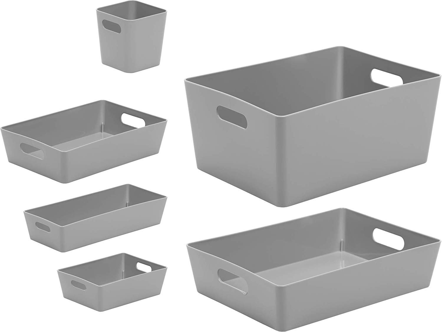 Wham - Studio Baskets Plastic Home Office Kitchen Bathroom Organisers - Multi Pack - Cool Grey