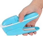 Agrafeuse sans agrafe, pas d'agrafeuse avec poignée, agrafeuse à main avec structure d'économie de travail Design pour l'école de bureau poignée confortable facile à utiliser (bleu)