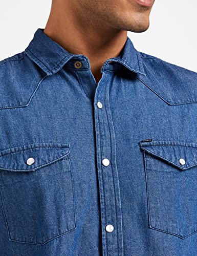 Image of Amazon Brand - Inkast Denim Co. Men's Slim Shirt (AZ-INK-RFS-DN-04 Dark Blue 4 XL)