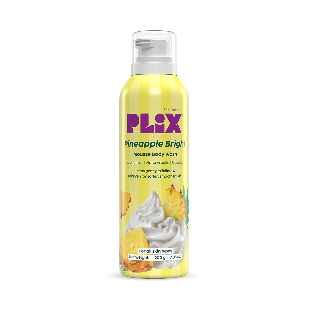 PLIX THE PLANT FIX Pineapple Bright Mousse Body Wash | Foamy mousse wash for Even-Toned Skin | Gentle Exfoliation | Niacinamide (Vitamin B3) | Alpha Arbutin | For Men & Women-image-30