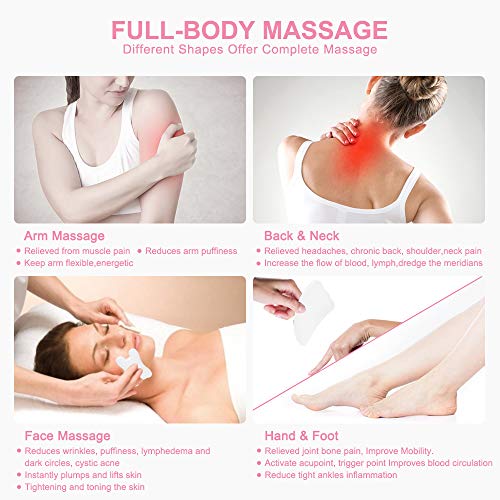 Image of airogym 4 Pack Gua Sha Scraping Massage Tool, Natural Stone Gua Sha Board for Face and Body, Facial Tool Set for SPA Acupuncture Therapeutic Massage, Relieve Stress & Pain Treatment